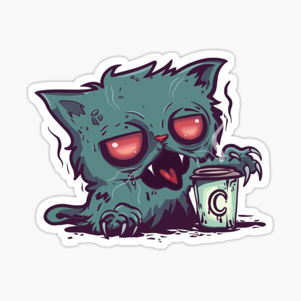 Item preview, Zombie Coffee Cat  designed and sold by KilkennyCat Art.