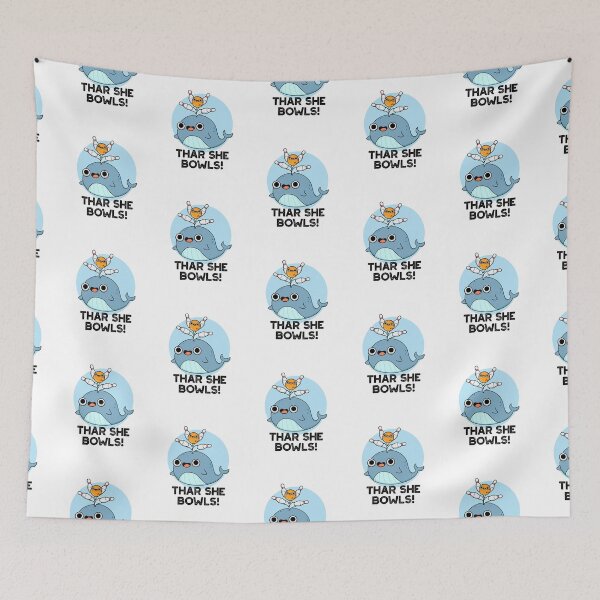 Item preview, Thar She Bowls Funny Whale Bowling Puns  designed and sold by punnybone.