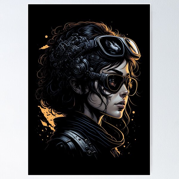 Item preview, Pilot Woman Steampunk Style Vintage Portrait designed and sold by SoccaTamam.