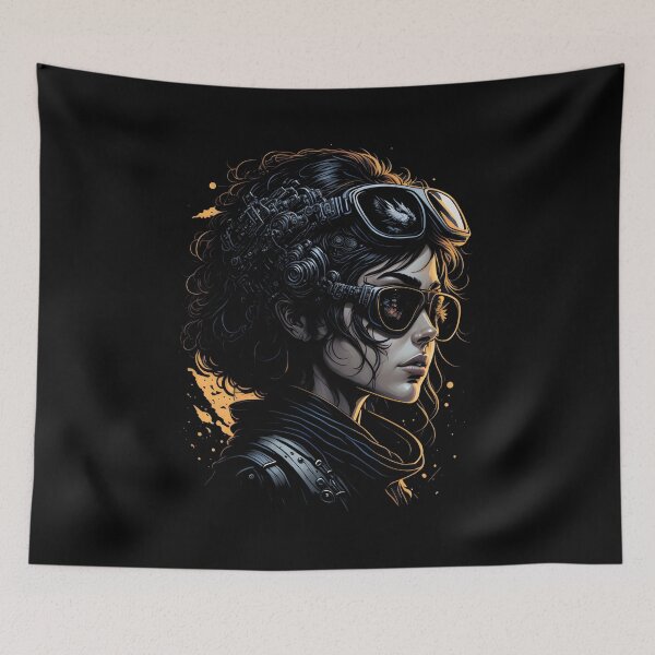 Item preview, Pilot Woman Steampunk Style Vintage Portrait designed and sold by SoccaTamam.