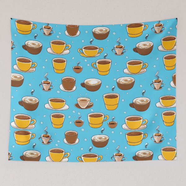 Item preview, Coffee Bliss | Cups of Coffee Pattern on Light Blue Background designed and sold by BNCH44.