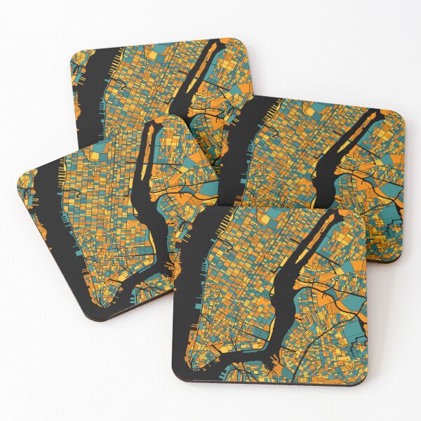 Item preview, New York Map Pattern in Orange & Teal designed and sold by PatternMaps.