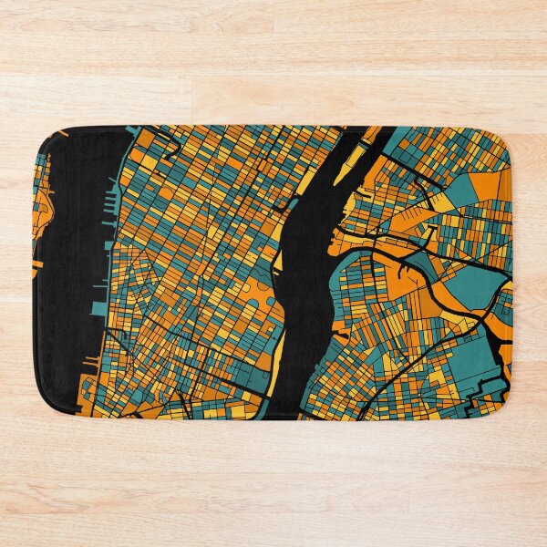 Item preview, New York Map Pattern in Orange & Teal designed and sold by PatternMaps.