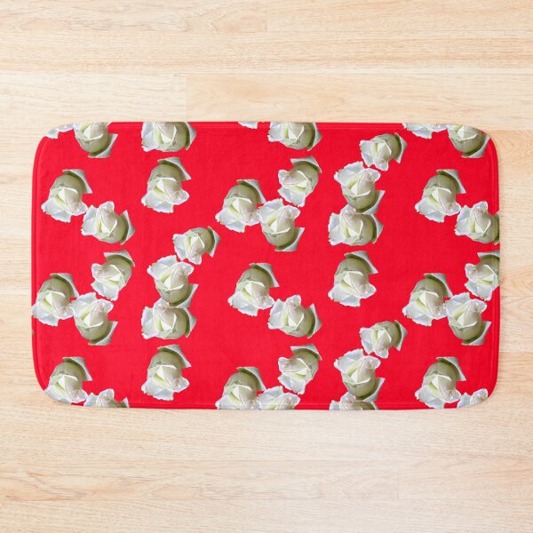 Item preview, White roses on a red background designed and sold by FlowerandDesing.
