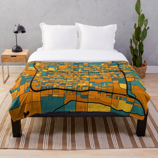 Aperçu de l'œuvre Motif de carte Phoenix en orange et bleu sarcelle créée et vendue par PatternMaps.