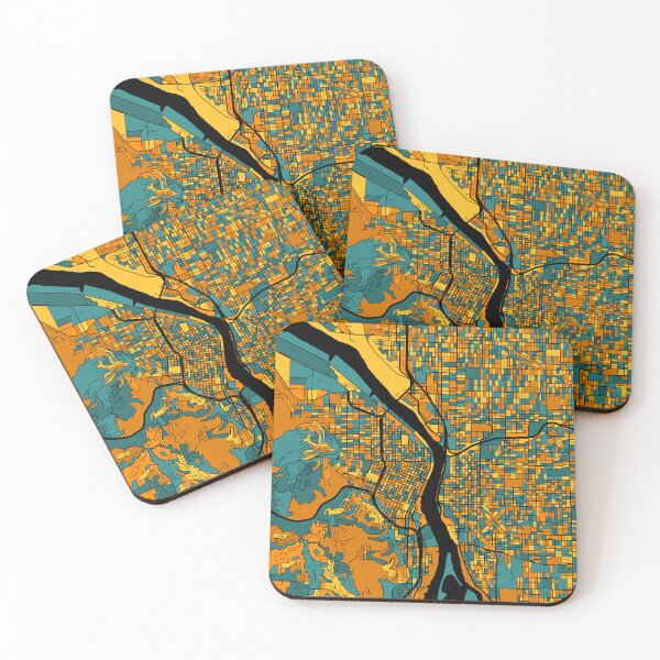 Item preview, Portland Map Pattern in Orange & Teal designed and sold by PatternMaps.