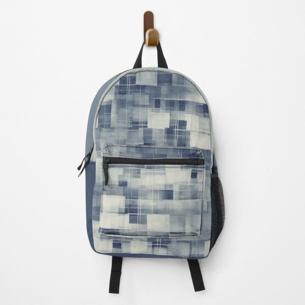Item preview, Shadows and Reflections Deconstructed Plaid Abstract in Indigo and Cream designed and sold by micklyn.
