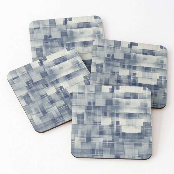 Item preview, Shadows and Reflections Deconstructed Plaid Abstract in Indigo and Cream designed and sold by micklyn.