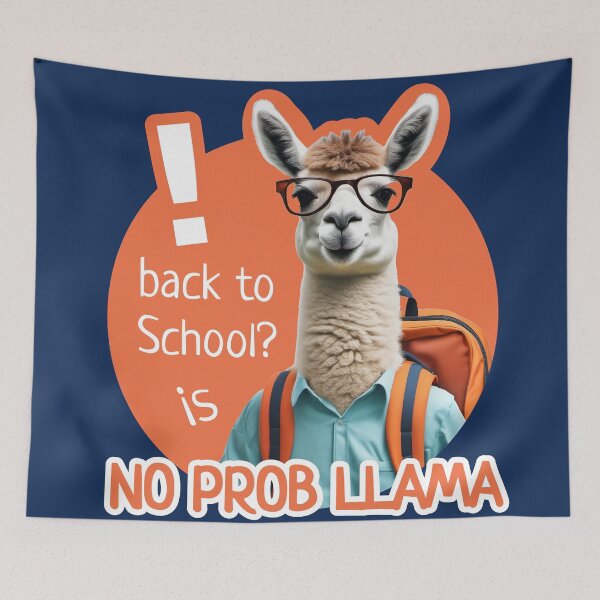 Item preview, Positive Llama with Glasses and School Backpack | Back to School Llama | school is no prob llama designed and sold by Niktarka.
