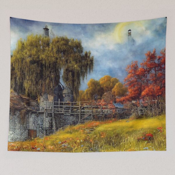 Item preview, Old watermill and water tower designed and sold by M-Y-A-R-T-.