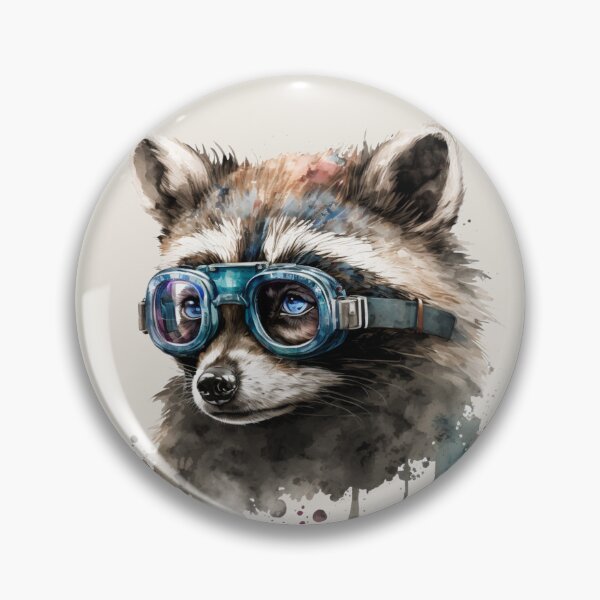 Item preview, Raccoon Wearing Goggles Watercolour Portrait designed and sold by Sturdust.