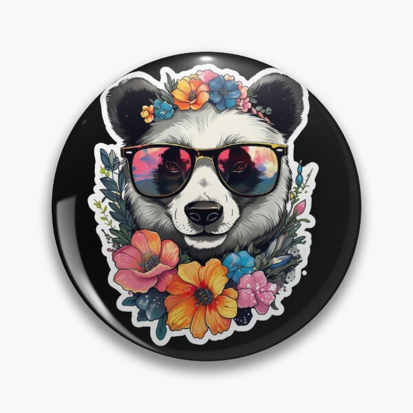 Aperçu de l'œuvre Panda drôle mignon en fleurs créée et vendue par SoulTints.