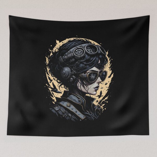 Item preview, Steampunk Aesthetic Pilot Woman Portrait designed and sold by SoccaTamam.