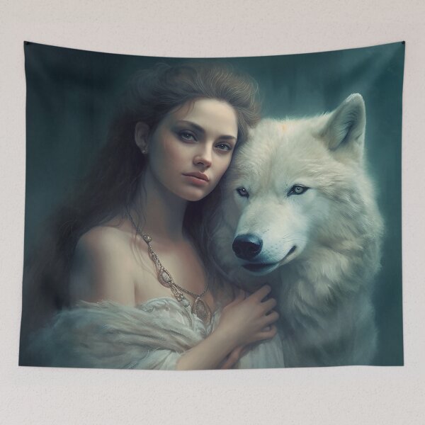 Item preview, Mysterious Woman and White Wolf designed and sold by Erika Kaisersot.