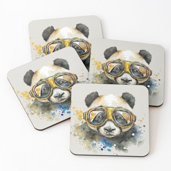 Item preview, Giant Panda Bear Wearing Goggles Watercolour Portrait designed and sold by Sturdust.