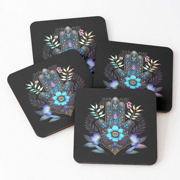 Artikelvorschau, Hamsa-Hand, Blumen, alles sehende Auge, Schutzsymbol entworfen und verkauft von nitty-gritty.