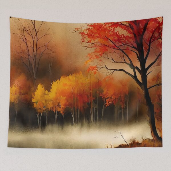 Item preview, Colorful Autumn Landscape Watercolor 2 designed and sold by Art by Lilia.
