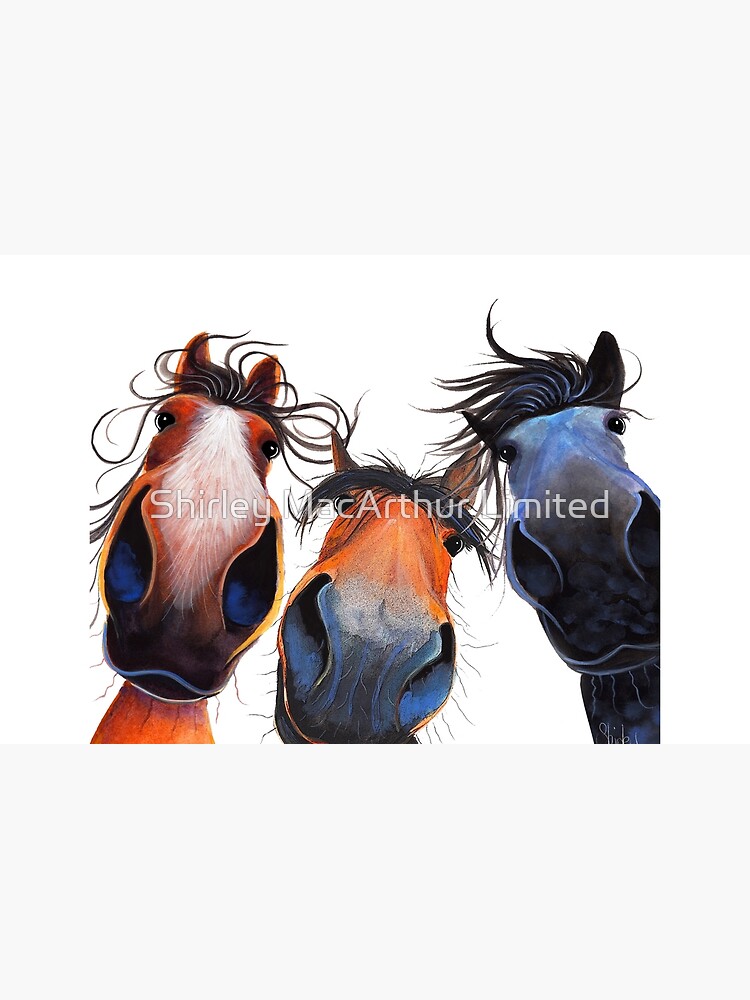Aperçu 2 sur 2. Housse d'ordinateur avec l'œuvre HAPPY HORSE PRINT ' QUI A LAISSÉ LA PORTE OUVERTE ? ' PAR SHIRLEY MACARTHUR créée et vendue par ShirleyMacA.