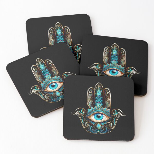 Item preview, Hamsa Hand, floral, all seeing eye, protection symbol, distressed style designed and sold by nitty-gritty.