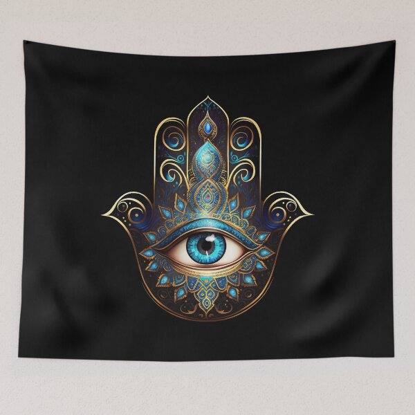 Item preview, Hamsa Hand, floral, all seeing eye, protection symbol, distressed style designed and sold by nitty-gritty.