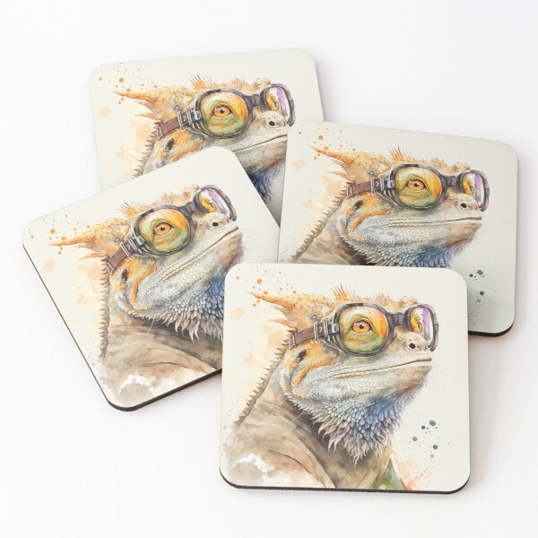 Item preview, Bearded Lizard Wearing Glasses Watercolour Portrait designed and sold by Sturdust.