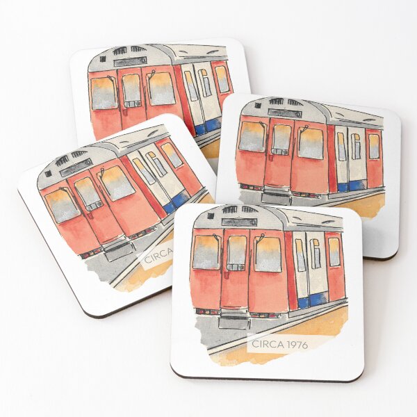 Item preview, Classic Red, Blue and Silver Tube Train District designed and sold by KarenBakerArt.
