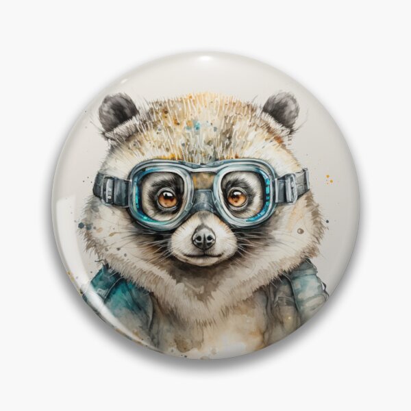 Item preview, Tanuki Japanese Raccoon Dog Goggles Front Watercolor Portrait designed and sold by Sturdust.