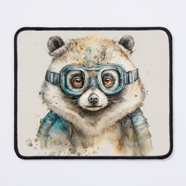 Item preview, Tanuki Japanese Raccoon Dog Goggles Front Watercolor Portrait designed and sold by Sturdust.