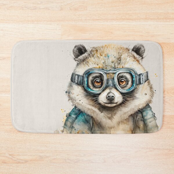 Item preview, Tanuki Japanese Raccoon Dog Goggles Front Watercolor Portrait designed and sold by Sturdust.
