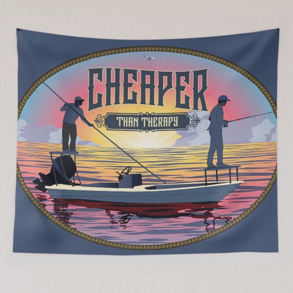 Item preview, Cheaper Than Therapy Fishing at Sunset designed and sold by Color4Nature.