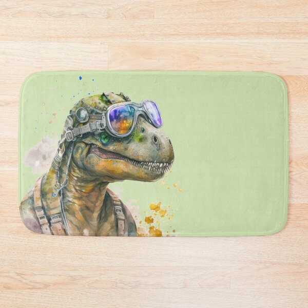 Item preview, Green Tyrannosaurus Aviator Wearing Goggles Watercolour Portrait designed and sold by Sturdust.