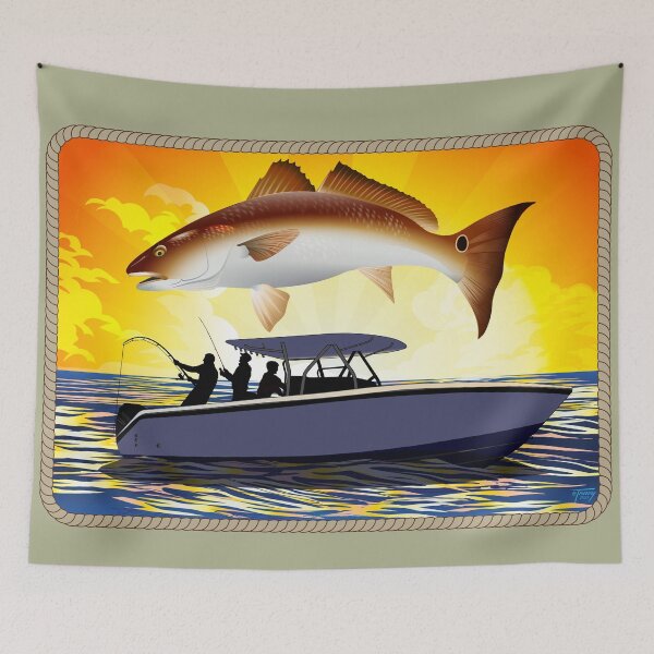 Item preview, Red Drum Fishing at Sunset designed and sold by Color4Nature.