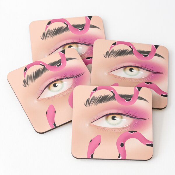 Item preview, A snake on a girl's eye. A girl's eye with a snake. pink snake. Poisonous snake. Style print with eye and snake. designed and sold by Anhen-new-style.