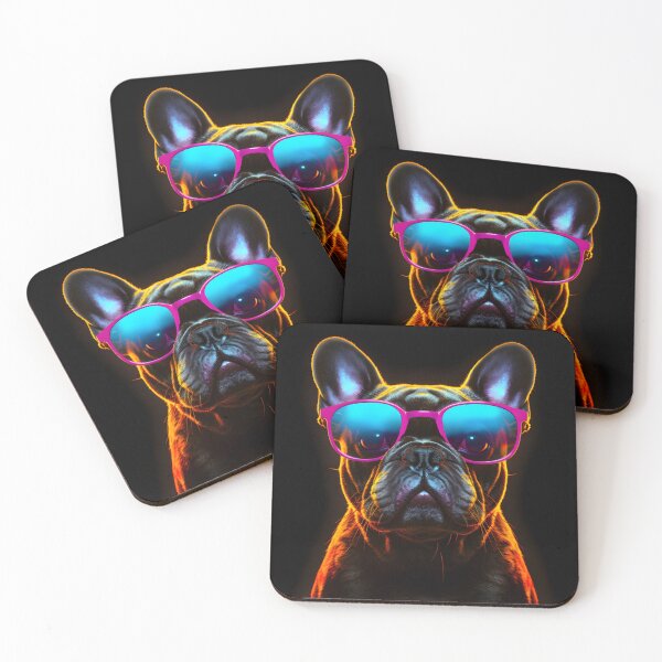 Item preview,  Neon Blacklight French buldog with sunglass designed and sold by naatala.