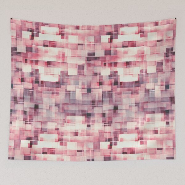 Item preview, Berries and Cream Cubes and Lines Abstract Deconstructed Plaid designed and sold by micklyn.