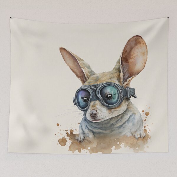 Item preview, Hopping Jerboa Wearing Goggles Watercolour Portrait designed and sold by Sturdust.