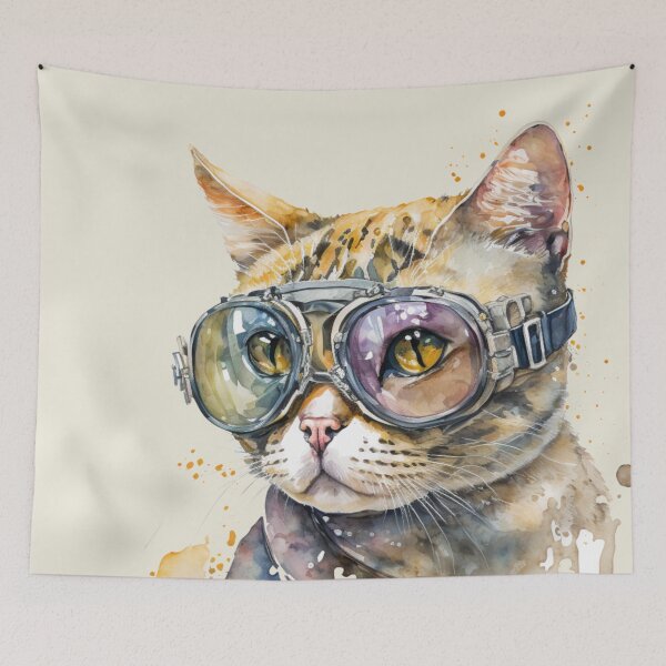 Item preview, Watercolor Cat Aviator Portrait designed and sold by Sturdust.