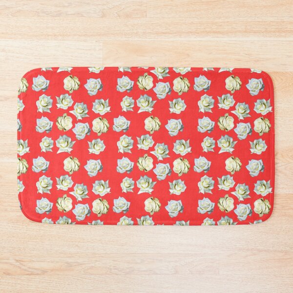 Item preview, White roses on a red background designed and sold by FlowerandDesing.