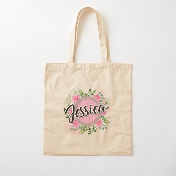 Jessica Name Personalized Floral Pink Black Women Girls Gift Tote Bag