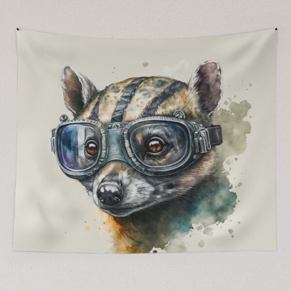 Item preview, Indian Civet Wearing Goggles Watercolor Portrait designed and sold by Sturdust.