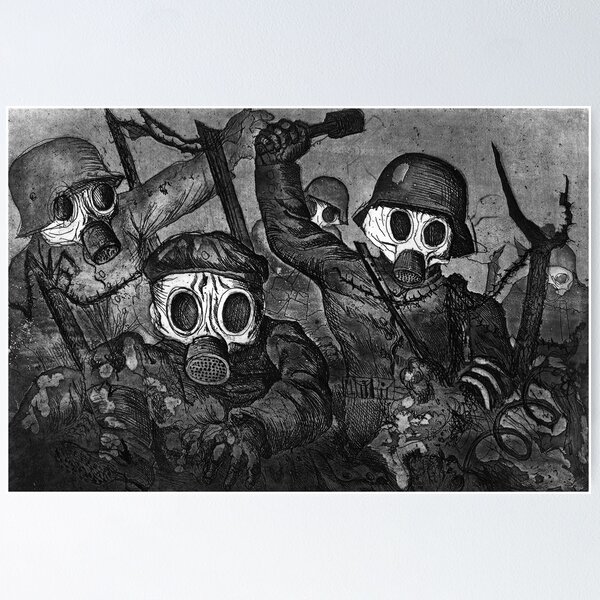 Sturmtruppen rücken unter Gas vor, von Otto Dix Poster