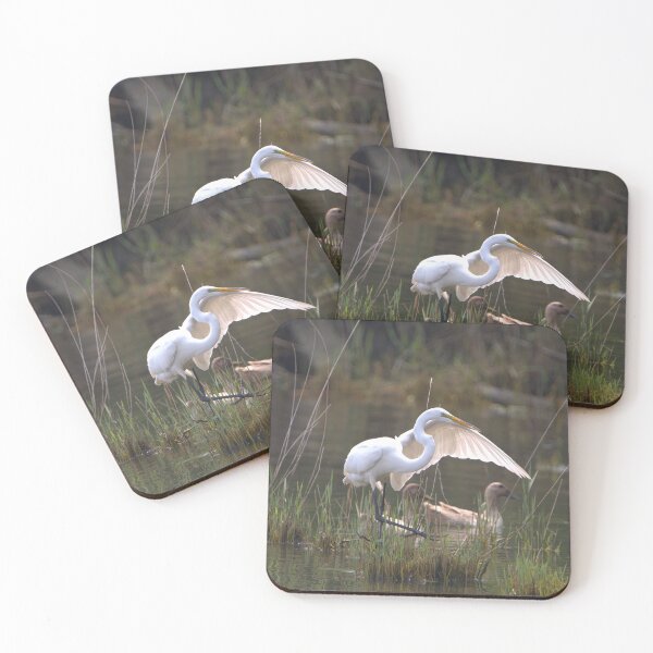 Item preview, Great Egret stretch with ducks in the background designed and sold by Jhammonds512.
