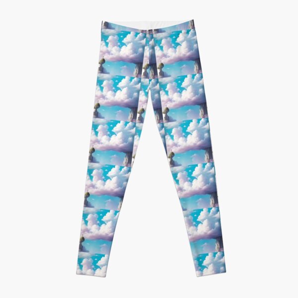 Cloud Leggings, Sky Blue Leggings, Clouds Yoga Pants, Blue Sky