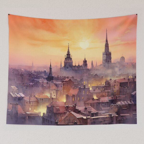 Item preview, Old city and Old world - watercolor painting 12 designed and sold by Red Witch Art.
