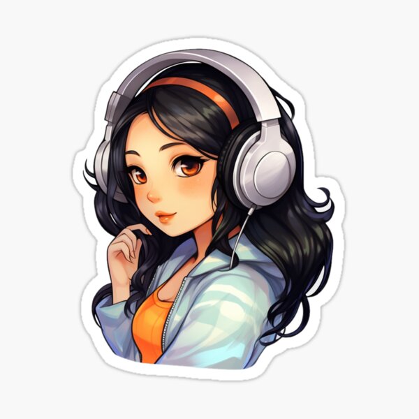 Cute Cartoon Headphone Girl Star Stickers Paper Stickers - Temu