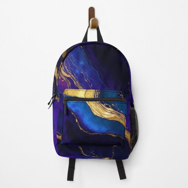 Item preview, Navy Blue Purple and Black Paint with Golden Veins Marble Design designed and sold by Cuddleblossom.