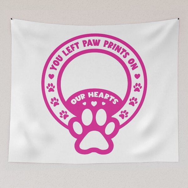 Item preview, you left paw prints on our hearts - in hot pink designed and sold by EmeraldeaArt.