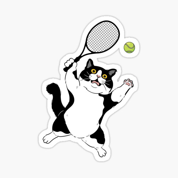 Aperçu de l'œuvre chat joue au tennis créée et vendue par AMERICANCHEEZ.
