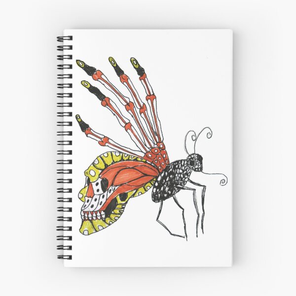 Item preview, Surreal Skull Butterfly Illustration - Pen and Ink Skeleton Outsider Art designed and sold by Express Yourself Artshop.