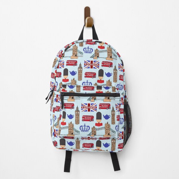 Item preview, London Highlights - Blue | Big Ben, Tower Bridge, Red Bus, Crown, Guard, Flag and Teapot Pattern designed and sold by Lindsay Marie Patterns.